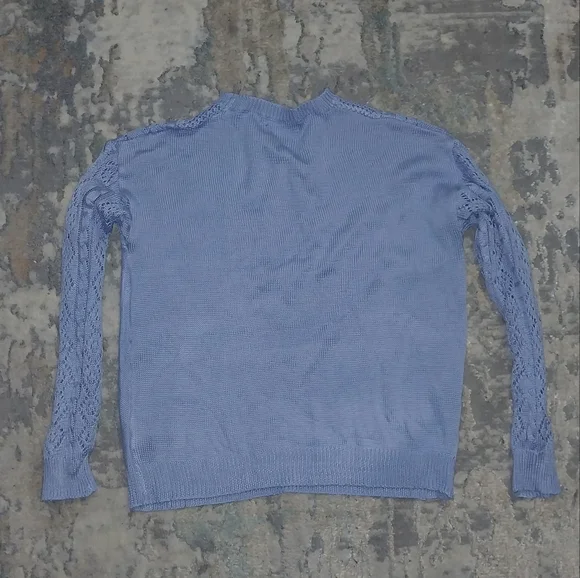 NWOT Light Blue Lace Sweater - Picture 3 of 4